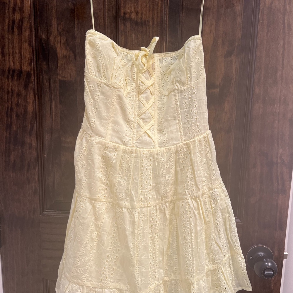 Edikted Light Yellow Smocked Dress